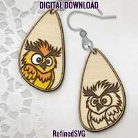 Owl Earring SVG Laser Cut File: Animal Jewelry Design (Digital Download