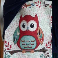 Handmade Woven Owl Tote Bag: Upcycled colourful Autumn Leaves bag.