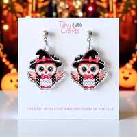 Halloween Owl Earrings | Cute Witch Owl Earrings | Spooky Season Jewelry | Fall Owl Earrings | Hallo