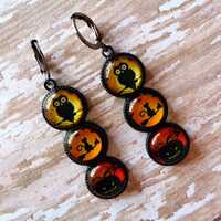 Owl, Black Cat and Jack-o-Lantern Halloween Earrings (11165)