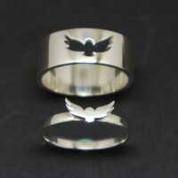 Owl Couple Rings | Sterling Silver Matching Band Set | Bird Lover Promise Rings | Handmade Animal Si
