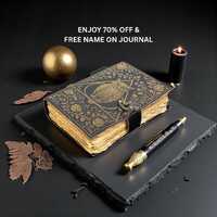 Handmade Golden Owl of Wisdom Grimoire Journal | Mystic Book of Shadows | 400 Pages Witchy Notebook