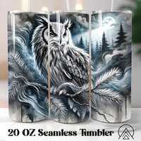 Night Owl Seamless Tumbler Wrap Owl Tumbler Sublimation Wild Animal Tumbler Designs Owl Tumbler, Gif