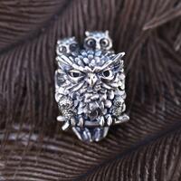 Mother's wings: Owl, Sterling Silver Bead, Protective Guardian Charm, Compatible with Trollbeads