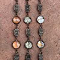 Real Butterfly Wing Bracelet | Brass Owl Charm Bracelet | Genuine Butterfly Wing Jewelry | Nature Lo