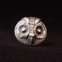 Sterling Silver Owl ring made from antique vintage button
