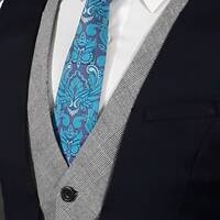 Blue Paisley Tie – Cotton Owl Tie for Men in Blue and Grey Paisley Motif
