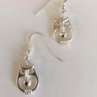 Owl - Heart - Sterling Silver - Earrings
