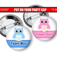 Gender Reveal Pins Owl theme Gender Reveal Party Favors Owl Gender Reveal Buttons Owl Gender Reveal 