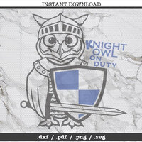 Knight owl cut file, SVG, DXF, PNG, Cricut, Silhouette, cutting machine, clipart, screen print, vect