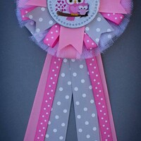 Mommy to Be Corsage, Mommy to Be Pin, Owl Baby Shower Corsage, Baby Girl Shower Corsage, Its A Girl 