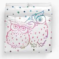 Owls Duvet Cover, Owl Bedding, Owl Comforter, Owl Duvet, Bird Duvet, Owl Bedroom, Pink Duvet, Gold D