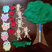 5 little monkeys hoot owls felt stories 2 sided tree//5 red Apples flannel board stories//felt board