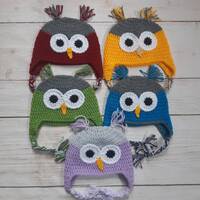 Owl Hat Toddler Size Owl Earflap Hat Animal Hat for Kids Made in Canada Ready to Ship Gift for Kids 