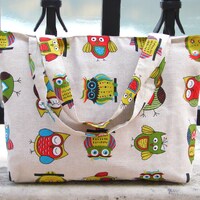 Cute Owls tote bag Zipped tote Gift for girlfriend Shopper bag gift  Weekend tote bag  Funny owls ba