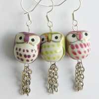 Owl Earrings pink owl earrings animal earrings bird earrings drop earrings dangle earrings colorful 