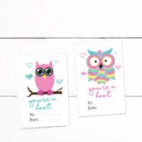 Owl Valentines Day Cards - Kids Valentines Cards - Printable Valentines Day Cards - Owls - Valentine