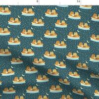 Owls Fabric - The Owl And The Pussycat By Cynthia Arre Poem Nursery Rhyme Book Baby Toddler  - Cotto
