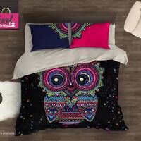 Cute Owl Bedding Set, Bohemian Duvet Cover Set, Boho Owl Bedding, King Queen Full Twin Bed Covers, B