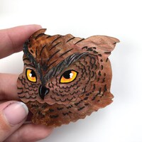 SALE Pearlescent Brown Owl - Laser Cut Acrylic Brooch