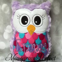 Personalized Purple Plush Owl Reading Buddy Pillow, Soft Toy
