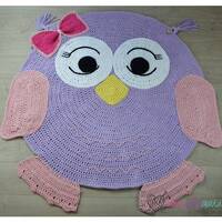 Owl round rug for baby room Owl nursery rug Crochet owl rug Woodland animal decor Baby play mat area