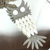 Large Owl Necklace, Bird Jewelry, Superb Owl