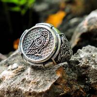 Owl Ring, Owl Symbol Ring, Owl Bird Ring, Celtic Wedding Rings, Silver Owl Ring, Owl Jewelry, Pagan 