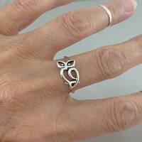 Sterling Silver Cut Out Owl Ring, Bird Ring, Boho Ring, Silver Ring, Religious Ring