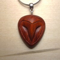 Wooden unisex necklace, owl head necklace, wood carved minimalist owl necklace