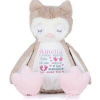 Owl Personalised Soft Toy,  Personalised Embroidered Teddy, Custom bear, girl / boy birthday gift.