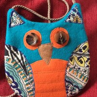 Owl felt appliqué bag with shoulder strap great Christmas or birthday gift for child or adult