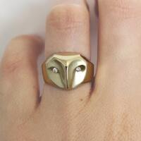 Gold Owl ring with diamonds