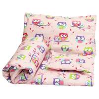 New 2pcs Baby Cot Bed Bedding Set / Duvet Cover & Pillowcase - Double - pink owl  120x90cm, 100x