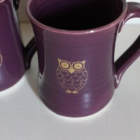 Mug,Coffe Mug,Purple Mug,Mugs Gift,Owl,Teacup,Drinkware,Mugs,Mug Handmade Pottery Cup Ceramic Mug Ha