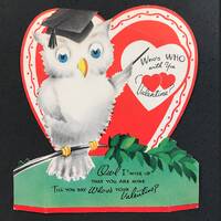 Vintage Wise Owl Valentine Stand Up