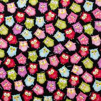 Bright Owls Fabric, Birds Fabric, 100% Cotton, Quilting Fabric, Fabric by the yard, Apparel Fabric, 
