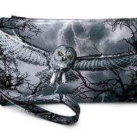 Owl Zipper Pouch, With Wrist Strap, Wristlet Clutch Purse, Phone Pencil Coupon Holder, Wicked Zip Ba