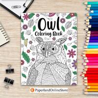 Owl Coloring Book, Coloring Books for Adults, Gifts for Owl Lovers, Floral Mandala Coloring Pages, A