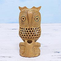 Night Owl Mom, Jali Art Sculpture Hand Carved in India