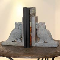 Wisdom, Hand Carved Soapstone Owl Bookends (Pair)