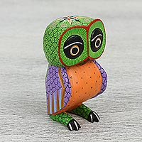 Owl Joy, Handcrafted Copal Wood Alebrije Owl Figurine from Mexico