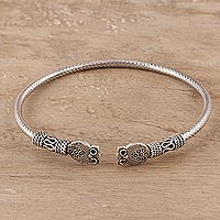 Owl Hoot, Sterling Silver Owl Cuff Bracelet from India