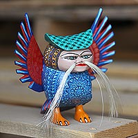 Mythic Owl, Hand-Carved Alebrije Owl Sculpture from Mexico