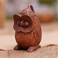 To See You in Brown, Hand Carved Suar Wood Owl Eyeglass Holder