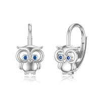 Owl Earrings Hoop Lucky Sterling Silver Animal Jewelry