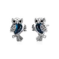 Owl Earring Stud 925 Sterling Silver Crystal Earrings Anniversary Birthday Gift for Women Teen