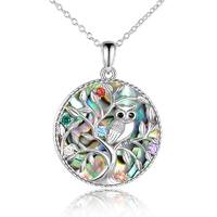 Owl Tree of Life  Pendant Necklace For Woman in Sterling Silver