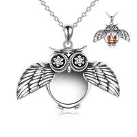 Owl Locket that Holds Pictures Necklace for Women Sterling Silver