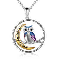 Sterling Silver Owl Pendant Necklace for women I Love You Forever Necklace for Mom